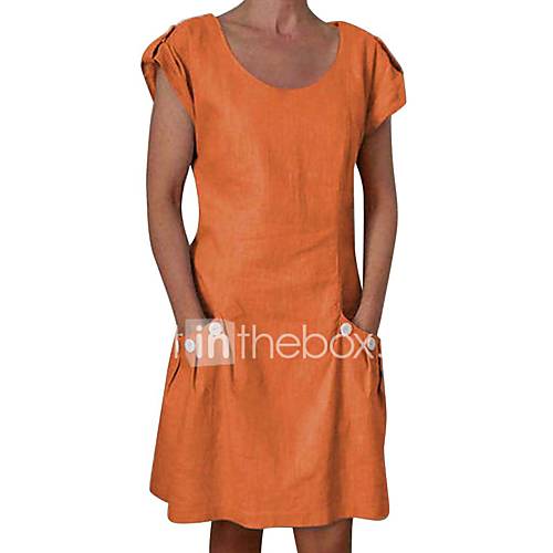 Dames Street Chic Elegant A Lijn Jurk Effen Geplooid Boven De Knie huismerk kopen in de aanbieding