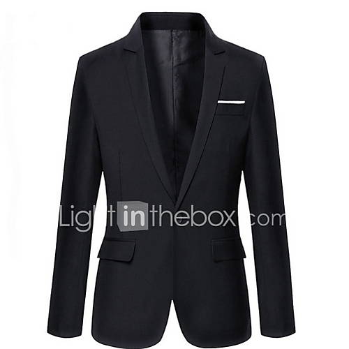 Heren Blazer Effen Ingesneden Revers Polyester Marineblauw Grijs Wijn Xl Xxl Xxxl huismerk kopen in de aanbieding