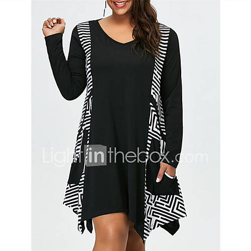 Dames Standaard Wijd Uitlopend Jurk Geometrisch Tot De Knie huismerk kopen in de aanbieding