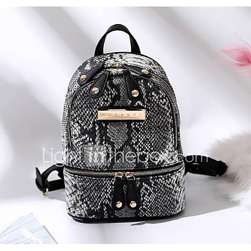 Dames Tassen Pu Rugzak Rits Slangenhuid Zwart Grijs huismerk kopen in de aanbieding