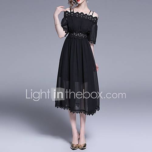 Dames Standaard Elegant A Lijn Jurk Effen Patchwork Midi huismerk kopen in de aanbieding Dames Standaard Elegant A Lijn Jurk Effen Patchwork Midi huismerk kopen in de aanbieding