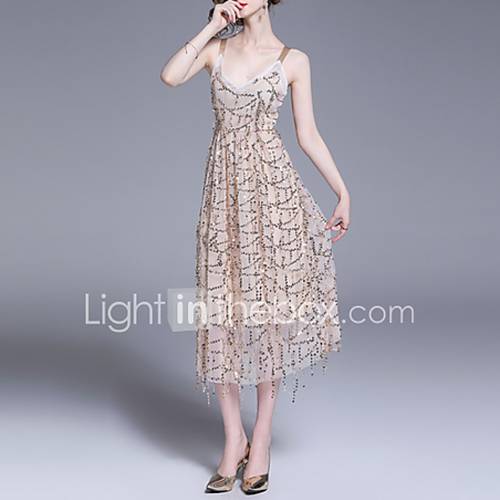Dames Standaard Elegant A Lijn Jurk Effen Pailletten Netstof Patchwork Midi huismerk kopen in de aanbieding Dames Standaard Elegant A Lijn Jurk Effen Pailletten Netstof Patchwork Midi huismerk kopen in de aanbieding