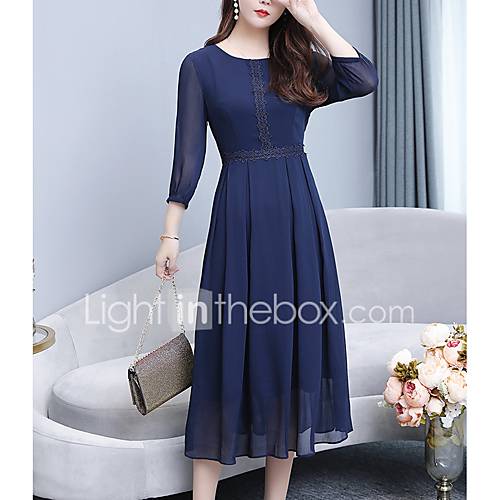 Dames Elegant A Lijn Jurk Effen Midi huismerk kopen in de aanbieding Dames Elegant A Lijn Jurk Effen Midi huismerk kopen in de aanbieding