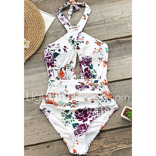 Dames Wit Eendelig Zwemkleding Bloemen M L Xl huismerk kopen in de aanbieding