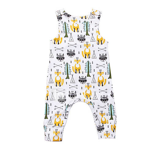 Baby Jongens Actief Print Mouwloos Katoen Spandex Eendelig Wit huismerk kopen in de aanbieding