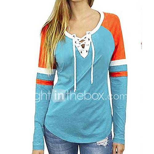 Dames T Shirt Kleurenblok Rood huismerk kopen in de aanbieding