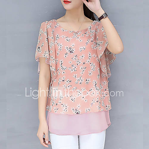 Dames Patchwork Blouse Geometrisch Blozend Roze Xxl huismerk kopen in de aanbieding