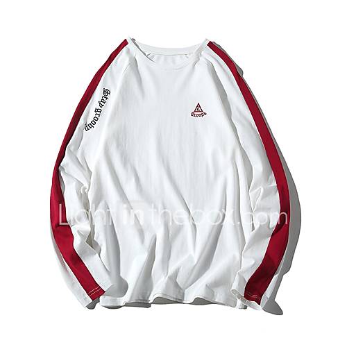 Heren Patchwork T Shirt Gestreept Kleurenblok Wit 32 huismerk kopen in de aanbieding