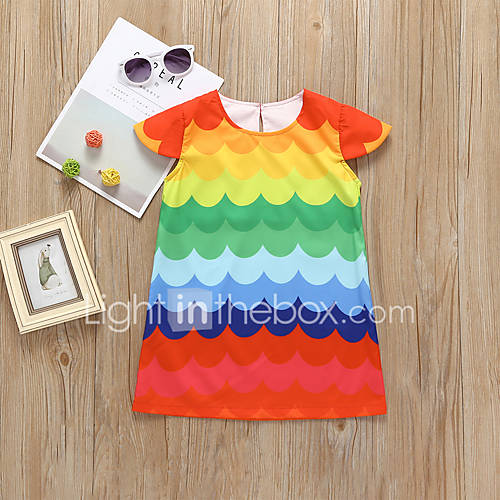 Baby Meisjes Actief Standaard Regenboog Mouwloos Katoen Jurk Rood huismerk kopen in de aanbieding