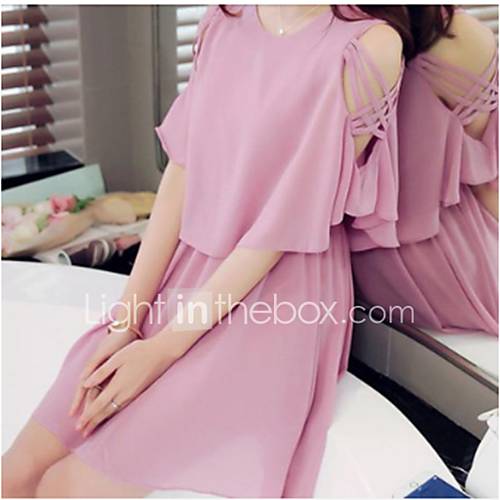 Dames Street Chic Chiffon Jurk Effen Patchwork Boven De Knie huismerk kopen in de aanbieding Dames Street Chic Chiffon Jurk Effen Patchwork Boven De Knie huismerk kopen in de aanbieding