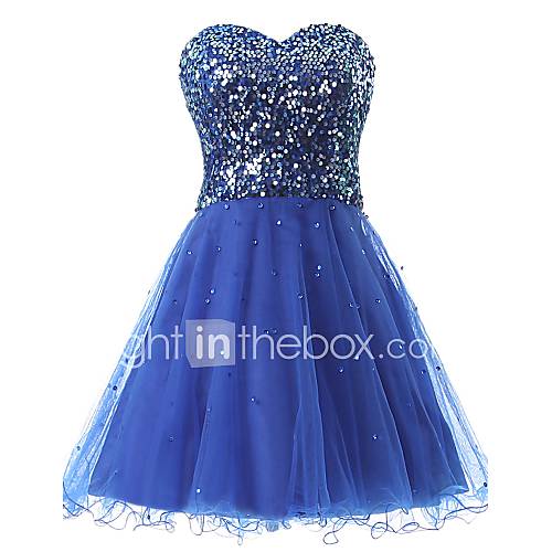 A Lijn Sweetheart Kort Mini Tule Pailletten Jurk Met Door Judyjulia huismerk kopen in de aanbieding