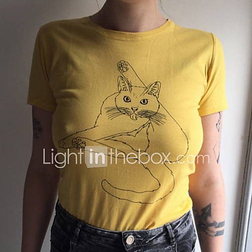 Dames T Shirt Grafisch Geel huismerk kopen in de aanbieding