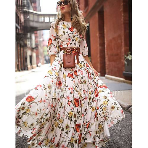 Dames Maxi Swing Jurk Wit S M L Xl huismerk kopen in de aanbieding Dames Maxi Swing Jurk Wit S M L Xl huismerk kopen in de aanbieding