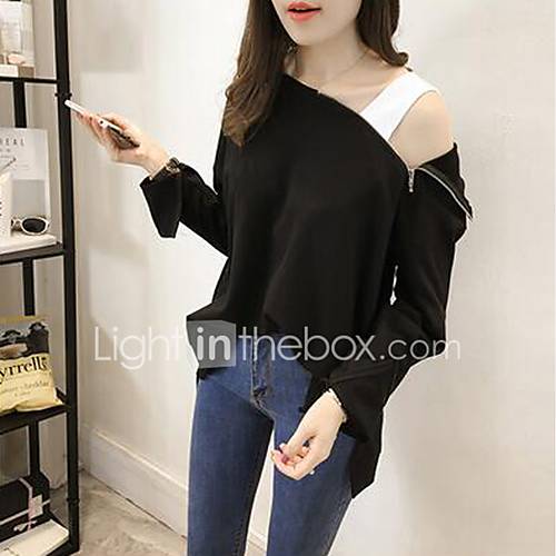 Dames T Shirt Effen Kleurenblok Wit Xxl huismerk kopen in de aanbieding