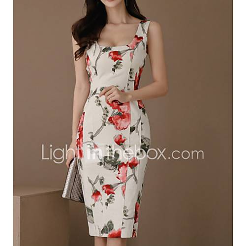 Dames Standaard Bodycon Schede Jurk Geometrisch Tot De Knie huismerk kopen in de aanbieding