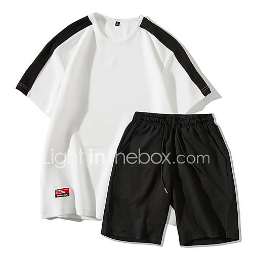 Heren Patchwork Set Kleurenblok Wit Xl huismerk kopen in de aanbieding