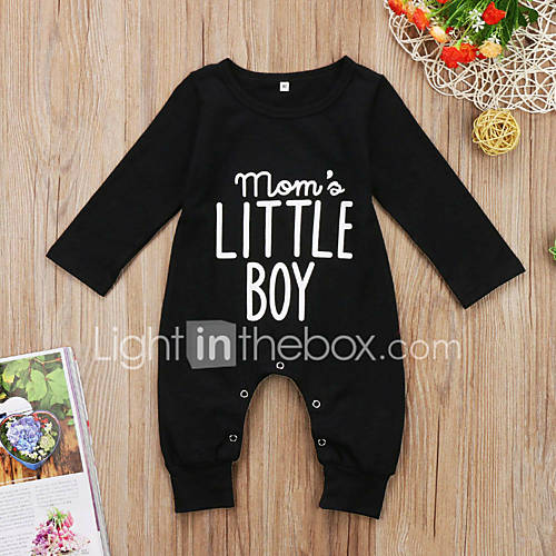 Baby Jongens Actief Print Lange Mouw Katoen Spandex Eendelig Zwart huismerk kopen in de aanbieding