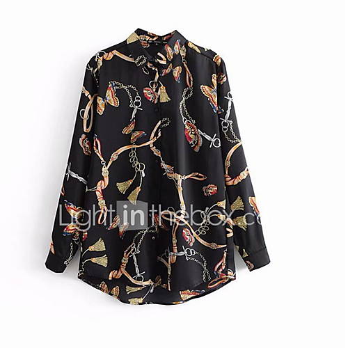 Dames Strik Print Overhemd Geometrisch Zwart huismerk kopen in de aanbieding Dames Strik Print Overhemd Geometrisch Zwart huismerk kopen in de aanbieding