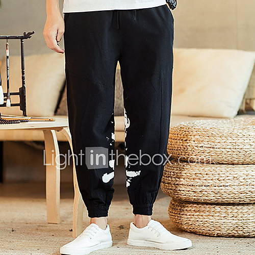 Heren Street Chic Chinos Zwaar Katoen Broek Print Marineblauw huismerk kopen in de aanbieding