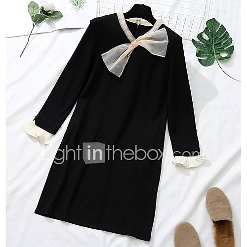 Dames Standaard Recht Schede Jurk Effen Tot De Knie huismerk kopen in de aanbieding