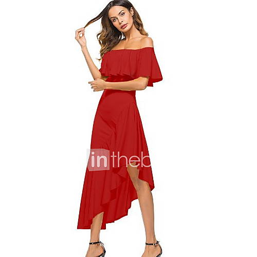 Dames Slank Overhemd Jurk Schouderafhangend Maxi huismerk kopen in de aanbieding