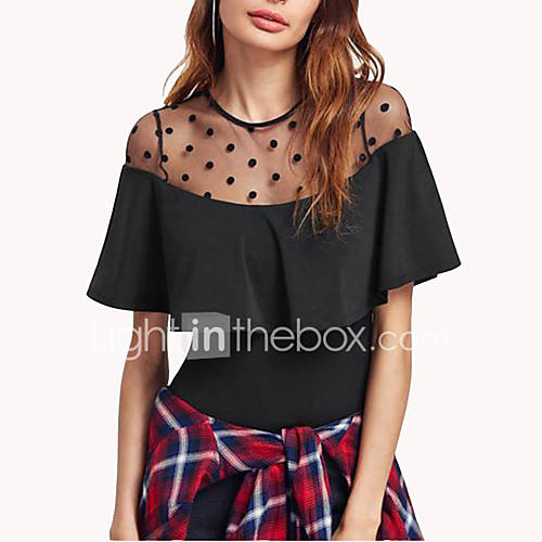 Dames Standaard Strakke Ronde Hals Wit Zwart Babypakje Effen Kant M L Xl huismerk kopen in de aanbieding