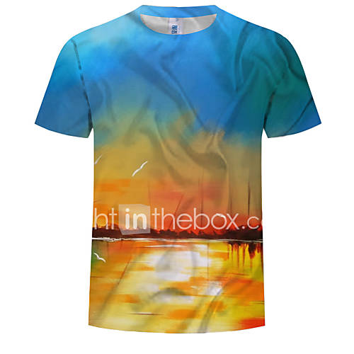 Heren Print T Shirt Heelal Kleurenblok 3D Licht Blauw Xl huismerk kopen in de aanbieding Heren Print T Shirt Heelal Kleurenblok 3D Licht Blauw Xl huismerk kopen in de aanbieding