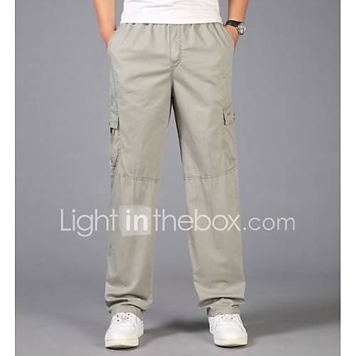 Heren Chinoiserie Chinos Zwaar Katoen Broek Effen Zwart huismerk kopen in de aanbieding