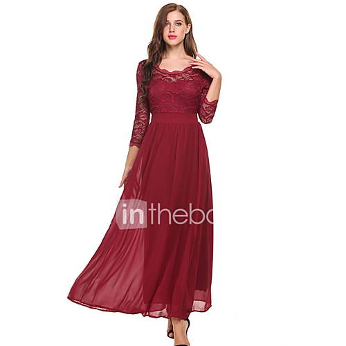 Dames Standaard Chiffon Jurk Effen Print Maxi huismerk kopen in de aanbieding Dames Standaard Chiffon Jurk Effen Print Maxi huismerk kopen in de aanbieding