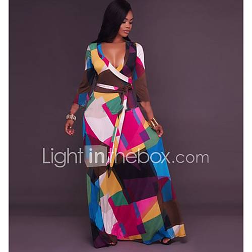 Dames Standaard Schede Jurk Kleurenblok Maxi huismerk kopen in de aanbieding