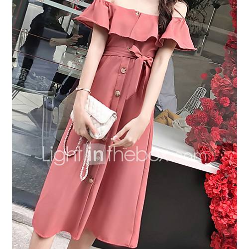 Dames Standaard A Lijn Jurk Effen Tot De Knie huismerk kopen in de aanbieding