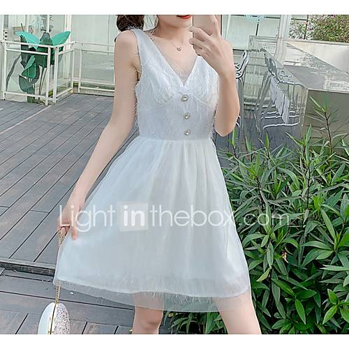 Dames Street Chic A Lijn Schede Jurk Effen Boven De Knie huismerk kopen in de aanbieding