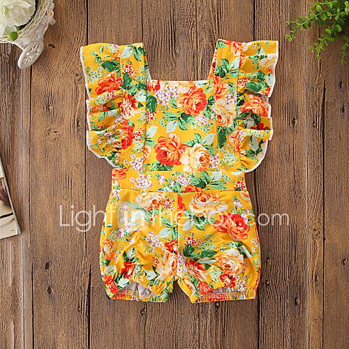 Baby Meisjes Actief Standaard Bloemen Stijl Opdrukken Mouwloos Katoen Spandex Eendelig Geel huismerk kopen in de aanbieding Baby Meisjes Actief Standaard Bloemen Stijl Opdrukken Mouwloos Katoen Spandex Eendelig Geel huismerk kopen in de aanbieding