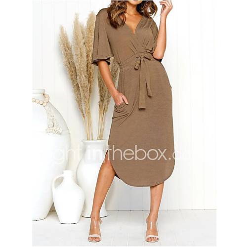 Dames Standaard Wijd Uitlopend Jurk Asymmetrisch huismerk kopen in de aanbieding