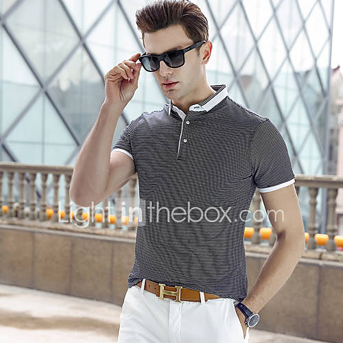 Heren Polo Gestreept Zwart Xl huismerk kopen in de aanbieding