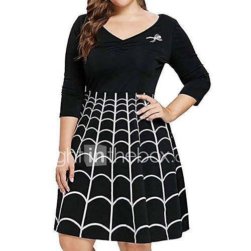 Dames Boven De Knie Een Lijn Jurk V Hals Zwart L Xl Xxl Xxxl huismerk kopen in de aanbieding