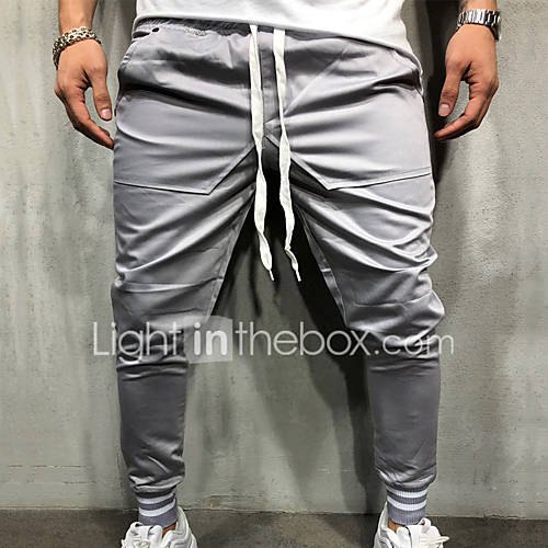 Heren Sportief Standaard Chinos Zwaar Katoen Joggingbroeken Broek Effen Marineblauw huismerk kopen in de aanbieding