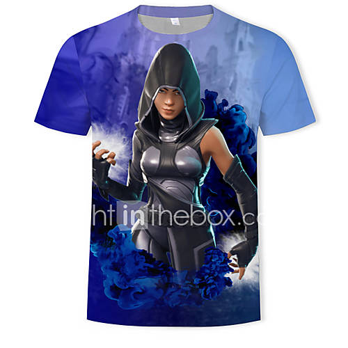 Heren Print T Shirt Kleurenblok 3D Cartoon Blauw Xl huismerk kopen in de aanbieding