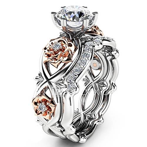 Dames Zirkonia Ring Leder Modieuze Ringen Sieraden Goud Voor Lahja Dagelijks 2Pcs huismerk kopen in de aanbieding
