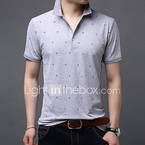 Heren Print Polo Effen Grijs Xl huismerk kopen in de aanbieding