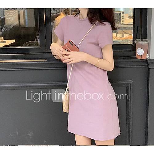 Dames Elegant Schede Jurk Effen Boven De Knie huismerk kopen in de aanbieding