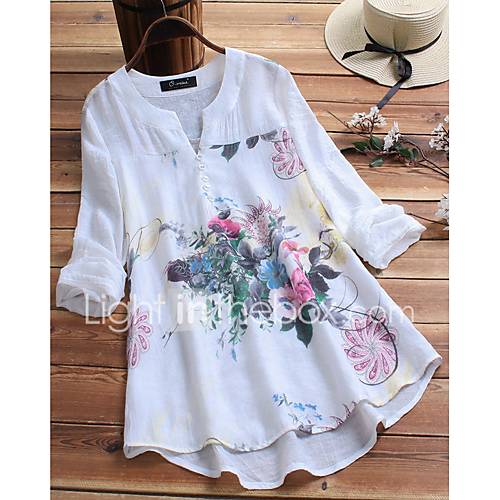 Dames Print Overhemd Bloemen Wit Xxxl huismerk kopen in de aanbieding Dames Print Overhemd Bloemen Wit Xxxl huismerk kopen in de aanbieding