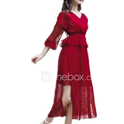 Dames Chiffon Jurk Effen Midi huismerk kopen in de aanbieding