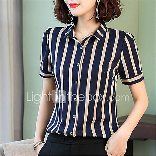 Dames Patchwork Overhemd Gestreept Blauw Xxl huismerk kopen in de aanbieding Dames Patchwork Overhemd Gestreept Blauw Xxl huismerk kopen in de aanbieding