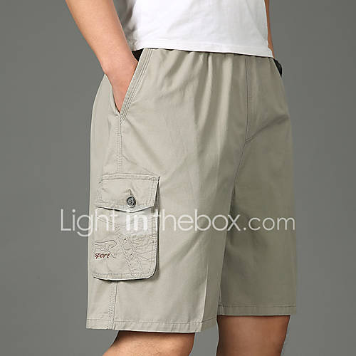 Heren Militair Shorts Broek Effen Geel huismerk kopen in de aanbieding