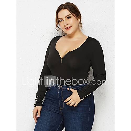 Dames Street Chic Zwart Marineblauw Geel Skinny Babypakje Effen Patchwork Xxxxl Xxxxxl Xxxxxxl huismerk kopen in de aanbieding