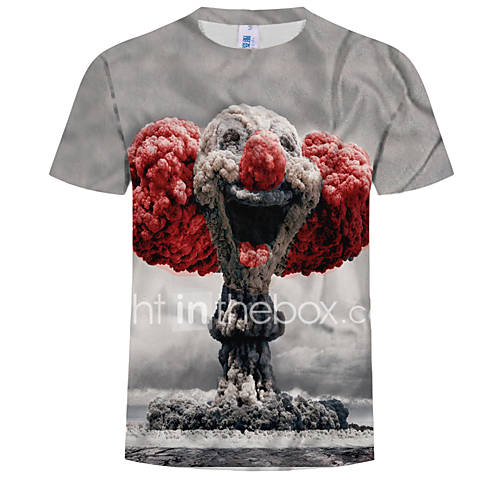 Heren Print T Shirt 3D Cartoon Grijs Xxxxl huismerk kopen in de aanbieding