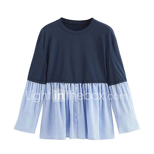 Dames T Shirt Gestreept Kleurenblok Blauw huismerk kopen in de aanbieding