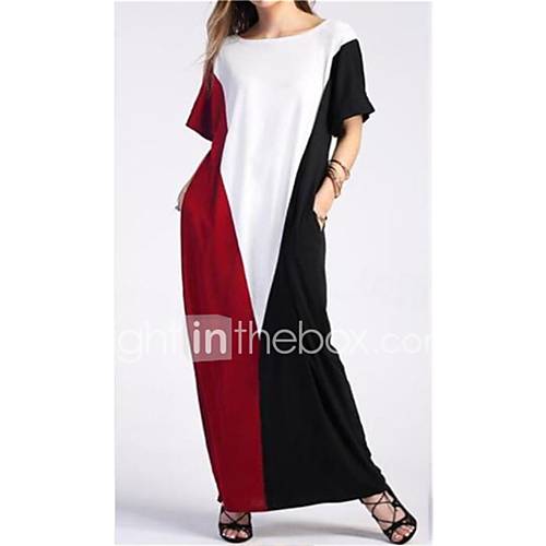 Dames Street Chic Recht Jurk Kleurenblok Patchwork Maxi huismerk kopen in de aanbieding