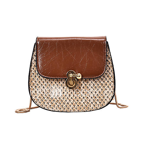 Dames Tassen Stro Pu Crossbodytas Rits Effen Kleur Wit Zwart Bruin huismerk kopen in de aanbieding